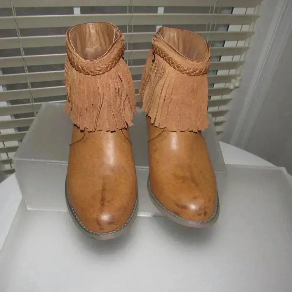 CORKYS Arcadia Fringe Braid Ankle Booties Boots S - Picture 3 of 6